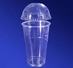 Стакан Пластиковий з Купольною кришкою 500 мл (100шт)  16 oz